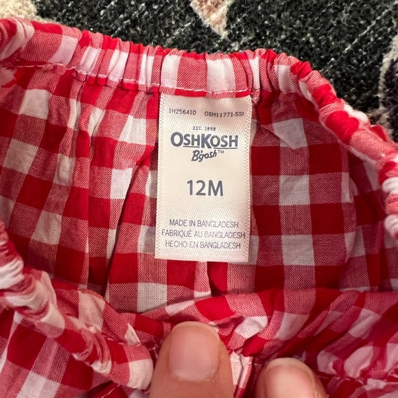Oshkosh B’gosh 12 month red and white gingham onesie NWT - Picture 4 of 5